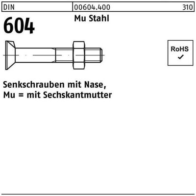 Vis à tête fraisée Nobrand avec nez DIN 604 Acier M16 X 90mm - Fixation - Publicité Vis à tête fraisée Nobrand avec nez DIN 604 Acier M16 X 90mm - Fixation - Publicité