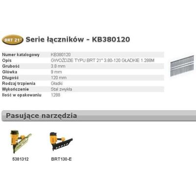 Clous Bostitch Modèle BRT21 - 3,80 x 120 mm - Pack de 1288 - Publicité Clous Bostitch Modèle BRT21 - 3,80 x 120 mm - Pack de 1288 - Publicité