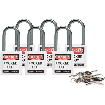 Brady, Cadenas, serrure de sécurité compacte en nylon, blanc, hauteur de la poignée 38mm, poignée en aluminium - Publicité Brady, Cadenas, serrure de sécurité compacte en nylon, blanc, hauteur de la poignée 38mm, poignée en aluminium - Publicité