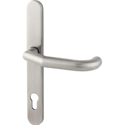 BKS, Poignée de porte, Pièce à trou de poignée coudée, avec plaque longue PZ 92 mm, pour l'extérieur,inox (Garniture de porte sur plaque) - Publicité BKS, Poignée de porte, Pièce à trou de poignée coudée, avec plaque longue PZ 92 mm, pour l'extérieur,inox (Garniture de porte sur plaque) - Publicité