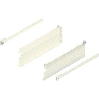Blum, Coulisses de tiroirs, METABOX H Châssis 320 version vissée, coulisse à sortie partielle, NL 350, blanc crème - Publicité Blum, Coulisses de tiroirs, METABOX H Châssis 320 version vissée, coulisse à sortie partielle, NL 350, blanc crème - Publicité