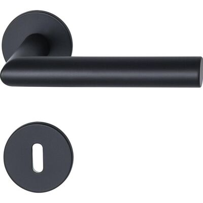 Marchesi, Poignée de porte, Garniture à béquilles GEHRUNG sur rosace plate BB, acier inoxydable noir mat (Garniture de porte) - Publicité Marchesi, Poignée de porte, Garniture à béquilles GEHRUNG sur rosace plate BB, acier inoxydable noir mat (Garniture de porte) - Publicité