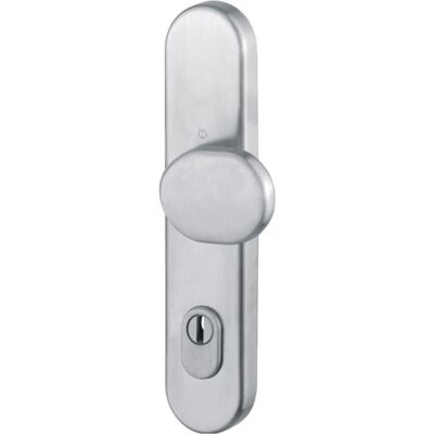 Plaque longue Hoppe en acier inoxydable avec couverture de cylindre - Plaque de sécurité pour portes - Publicité Plaque longue Hoppe en acier inoxydable avec couverture de cylindre - Plaque de sécurité pour portes - Publicité