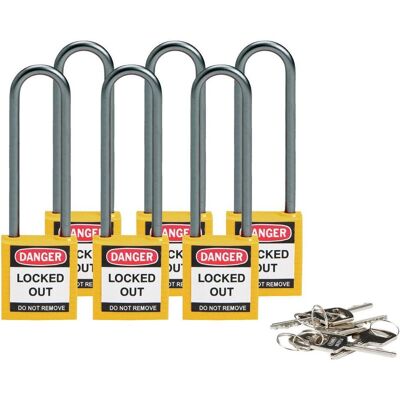 Brady, Cadenas, Serrure de sécurité compacte en nylon, jaune, hauteur de la poignée de 75mm, poignée en aluminium - Publicité Brady, Cadenas, Serrure de sécurité compacte en nylon, jaune, hauteur de la poignée de 75mm, poignée en aluminium - Publicité