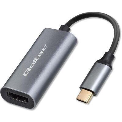 Qoltec USB-C auf HDMI Adapter 4K 60Hz 32AWG (HDMI), Adaptateur vidéo, Argent, Gris - Publicité Qoltec USB-C auf HDMI Adapter 4K 60Hz 32AWG (HDMI), Adaptateur vidéo, Argent, Gris - Publicité