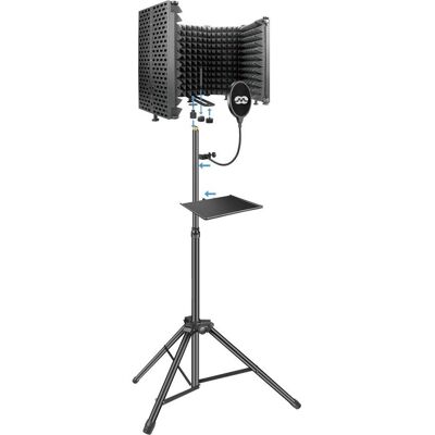 Mozo Mshield-Cabin-Set, Pied de microphone, Noir - Publicité Mozo Mshield-Cabin-Set, Pied de microphone, Noir - Publicité