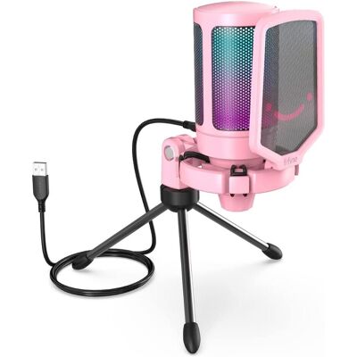 Fifine Microphone de jeu A6V USB RGB, Microphone - Publicité Fifine Microphone de jeu A6V USB RGB, Microphone - Publicité