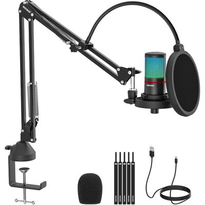Neewer ENSEMBLE DE MICROPHONES USB RGB 4 en 1 21000043, Microphone - Publicité Neewer ENSEMBLE DE MICROPHONES USB RGB 4 en 1 21000043, Microphone - Publicité