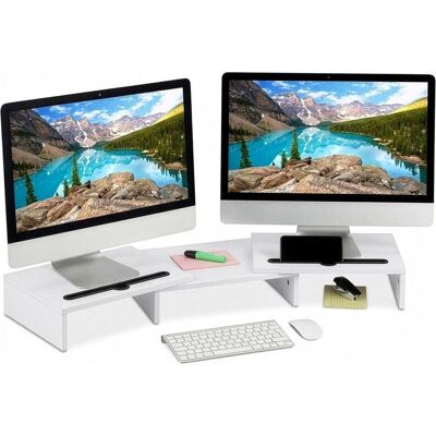 Relaxdays Support d'écran, Réhausseur pour moniteur, Blanc - Publicité Relaxdays Support d'écran, Réhausseur pour moniteur, Blanc - Publicité