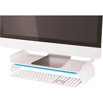 Leitz Support d'écran WOW 65040036 blanc/bleu, Réhausseur pour moniteur, Bleu, Blanc - Publicité Leitz Support d'écran WOW 65040036 blanc/bleu, Réhausseur pour moniteur, Bleu, Blanc - Publicité