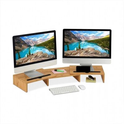 Relaxdays Support d'écran, Réhausseur pour moniteur, Marron - Publicité Relaxdays Support d'écran, Réhausseur pour moniteur, Marron - Publicité