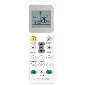 Vivanco Télécommande de remplacement pour les climatiseurs Samsung, Daikin, Mitsubishi, Haier, etc. (Télécommande universelle, Infrarouge), Télécommande, Blanc - Publicité Vivanco Télécommande de remplacement pour les climatiseurs Samsung, Daikin, Mitsubishi, Haier, etc. (Télécommande universelle, Infrarouge), Télécommande, Blanc - Publicité