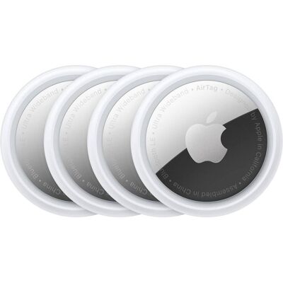 Apple AirTag (pack de 4) (iOS), Traceur, Argent, Blanc - Publicité Apple AirTag (pack de 4) (iOS), Traceur, Argent, Blanc - Publicité