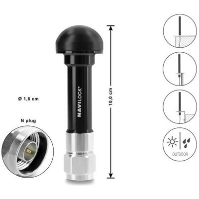 Navilock, GPS : accessoires, Antenne GNSS, connecteur N, 20 dB, active, pour usage extérieur, noire, 10 cm (60763) - Publicité Navilock, GPS : accessoires, Antenne GNSS, connecteur N, 20 dB, active, pour usage extérieur, noire, 10 cm (60763) - Publicité