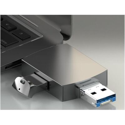PowerGuard Adaptateur de lecteur de carte OTG 6 en 1 (Lightning, USB-C), Lecteur de carte mémoire, Gris - Publicité PowerGuard Adaptateur de lecteur de carte OTG 6 en 1 (Lightning, USB-C), Lecteur de carte mémoire, Gris - Publicité