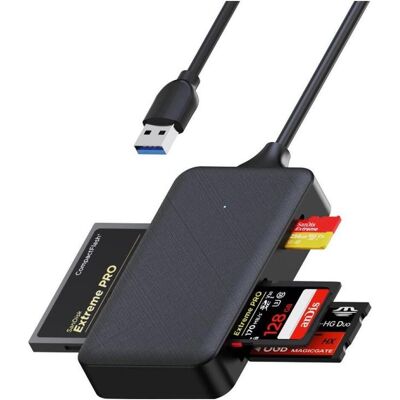 PowerGuard 4-in-1 USB 3.0 Cardreader CompactFlash SD MicroSD MS, Lecteur de carte mémoire, Noir - Publicité PowerGuard 4-in-1 USB 3.0 Cardreader CompactFlash SD MicroSD MS, Lecteur de carte mémoire, Noir - Publicité