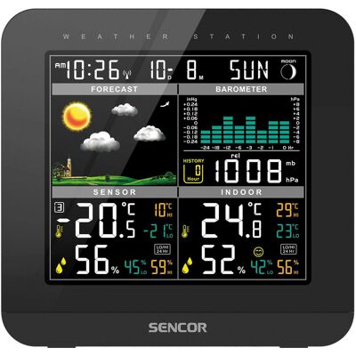 Sencor SWS 5800 Wetterstation schwarz / Farb-LCD / Funksensor, Station météo, Noir - Publicité Sencor SWS 5800 Wetterstation schwarz / Farb-LCD / Funksensor, Station météo, Noir - Publicité