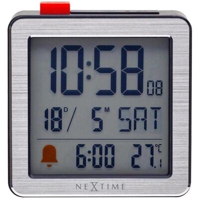 Nextime, Réveil, Digitaler Funkwecker Mini, 6x6,4x2,1 cm, Schwarz/Weiss, Metall/ABS - Publicité Nextime, Réveil, Digitaler Funkwecker Mini, 6x6,4x2,1 cm, Schwarz/Weiss, Metall/ABS - Publicité