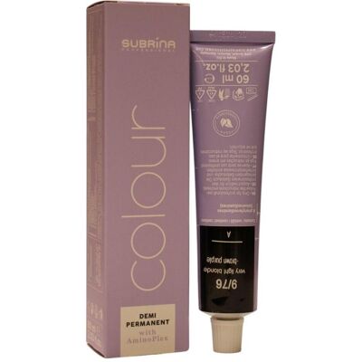 Subrina, Coloration pour cheveux, Professional, Coloration demi-permanente, Coloration demi-permanente, 9/76 Violet perlé très clair (9/76 Violet) - Publicité Subrina, Coloration pour cheveux, Professional, Coloration demi-permanente, Coloration demi-permanente, 9/76 Violet perlé très clair (9/76 Violet) - Publicité