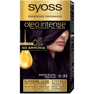 Coloration permanente Syoss Oleo Intense - Prune riche - Publicité Coloration permanente Syoss Oleo Intense - Prune riche - Publicité