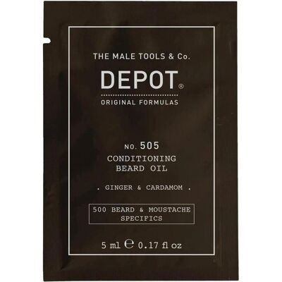 Depot, Soin de la barbe, Huile à barbe No 505 - Gingembre et cardamome pour brillance et douceur, 5 Ml (5 ml) - Publicité Depot, Soin de la barbe, Huile à barbe No 505 - Gingembre et cardamome pour brillance et douceur, 5 Ml (5 ml) - Publicité