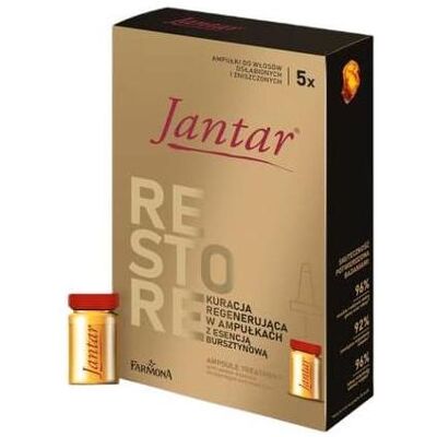 Farmona, Masque capillaire, Jantar Ampoule Treatment With Amber Essence For Very Damaged And Weakened Hair 5X5Ml (25 ml) - Publicité Farmona, Masque capillaire, Jantar Ampoule Treatment With Amber Essence For Very Damaged And Weakened Hair 5X5Ml (25 ml) - Publicité