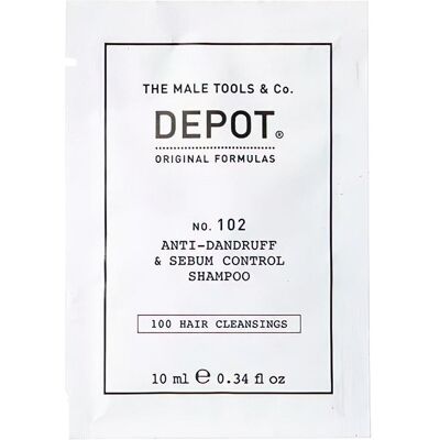 Depot, Shampoing, NO. 102 ANTI-DANDRUFF & SEBUM CONTROL SHAMPOO 10ML (Shampoing liquide) - Publicité Depot, Shampoing, NO. 102 ANTI-DANDRUFF & SEBUM CONTROL SHAMPOO 10ML (Shampoing liquide) - Publicité