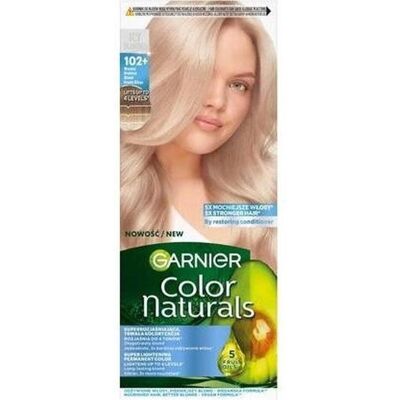 Garnier, Coloration pour cheveux, Color Naturals Cream Hair Dye 102 Frosty Silver Blonde (Blond argenté) - Publicité Garnier, Coloration pour cheveux, Color Naturals Cream Hair Dye 102 Frosty Silver Blonde (Blond argenté) - Publicité