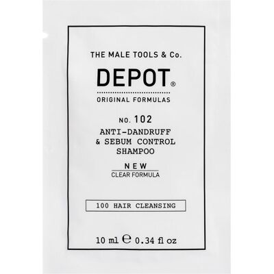 Depot, Shampoing, No. 102 Shampooing anti-pelliculaire et anti-sébum 10ml (Shampoing liquide) - Publicité Depot, Shampoing, No. 102 Shampooing anti-pelliculaire et anti-sébum 10ml (Shampoing liquide) - Publicité