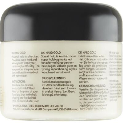 IdHair, Gel pour cheveux, Cire pour cheveux Hard Gold 100 ml (Cire capillaire, 100 ml) - Publicité IdHair, Gel pour cheveux, Cire pour cheveux Hard Gold 100 ml (Cire capillaire, 100 ml) - Publicité
