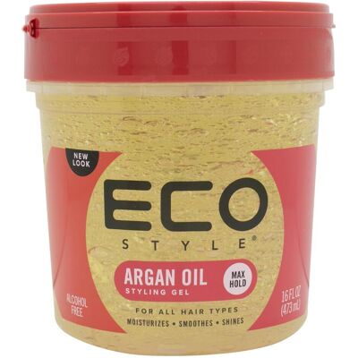 Eco Style, Gel pour cheveux, Gel coiffant à l'huile d'argan du Maroc All Day Hold Alcohol Free Paraben Free Sulphate Free N (Gel coiffant, 473 ml) - Publicité Eco Style, Gel pour cheveux, Gel coiffant à l'huile d'argan du Maroc All Day Hold Alcohol Free Paraben Free Sulphate Free N (Gel coiffant, 473 ml) - Publicité