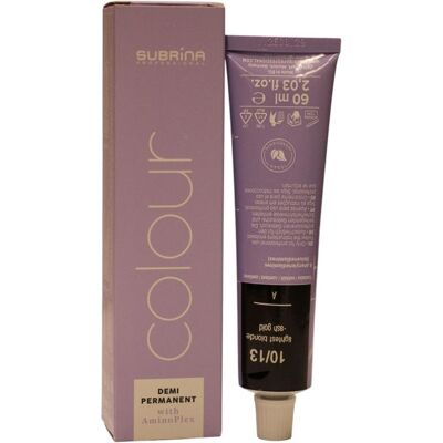 Subrina, Coloration pour cheveux, Professional, Coloration demi-permanente, Coloration demi-permanente, 10/13 Blond cendré doré très (10/13 Or) - Publicité Subrina, Coloration pour cheveux, Professional, Coloration demi-permanente, Coloration demi-permanente, 10/13 Blond cendré doré très (10/13 Or) - Publicité