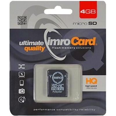 Adaptateur MicroSDHC Imro 4GB Classe 10 UHS - Publicité Adaptateur MicroSDHC Imro 4GB Classe 10 UHS - Publicité