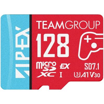 Team Group APEX SD7.1 128 GB SDXC (rot/blau, MicroSD Express) (128 Go, microSD Express, microSDXC, U3), Carte mémoire, Bleu, Rouge - Publicité Team Group APEX SD7.1 128 GB SDXC (rot/blau, MicroSD Express) (128 Go, microSD Express, microSDXC, U3), Carte mémoire, Bleu, Rouge - Publicité