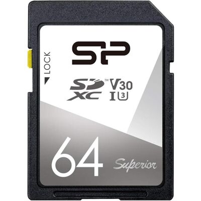 Silicon Power Carte mémoire SDXC 64 Go Superior V30 (64 Go, SDXC, U3, UHS-I), Carte mémoire - Publicité Silicon Power Carte mémoire SDXC 64 Go Superior V30 (64 Go, SDXC, U3, UHS-I), Carte mémoire - Publicité