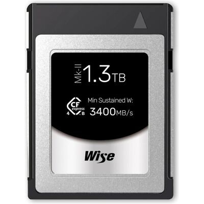 Wise CFexpress 4.0 Type B PRO 1,3TB MK-II WI-CFX4-B1300PM2 (1300 Go, CFexpress type B), Carte mémoire, Noir - Publicité Wise CFexpress 4.0 Type B PRO 1,3TB MK-II WI-CFX4-B1300PM2 (1300 Go, CFexpress type B), Carte mémoire, Noir - Publicité
