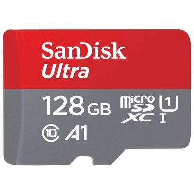 Carte mémoire SanDisk 128GB MicroSDHC UHS-1 - Avec adaptateur - Publicité Carte mémoire SanDisk 128GB MicroSDHC UHS-1 - Avec adaptateur - Publicité