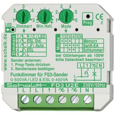 Schalk FD3 U2E Dimmer sans fil - Universel, 230VAC, pour LED/ESL - Publicité Schalk FD3 U2E Dimmer sans fil - Universel, 230VAC, pour LED/ESL - Publicité