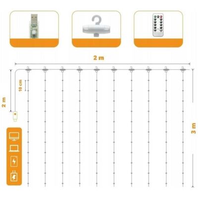 OEM LED-Vorhang (100 LEDs), 3 m x 1 m, ohne Aufhängung, Kaltweiss (Divers), Accessoires électroniques + boîtier, Blanc - Publicité OEM LED-Vorhang (100 LEDs), 3 m x 1 m, ohne Aufhängung, Kaltweiss (Divers), Accessoires électroniques + boîtier, Blanc - Publicité