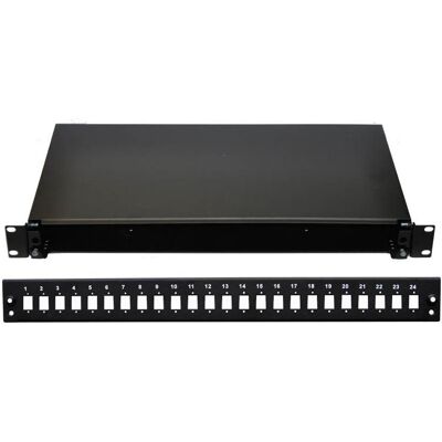 OEM 19" Optische Box 24xSC Simplex schwarz mit Kunststoffclip- Verriegelung (Boîtier), Accessoires électroniques + boîtier, Noir - Publicité OEM 19" Optische Box 24xSC Simplex schwarz mit Kunststoffclip- Verriegelung (Boîtier), Accessoires électroniques + boîtier, Noir - Publicité
