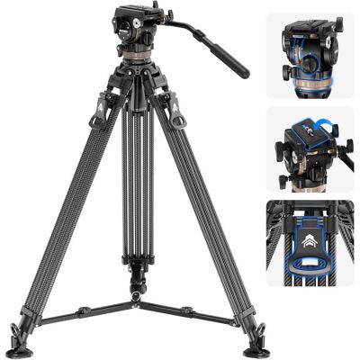 Neewer Carbon Fiber One-Step Video Tripod With Adjustable Damping Fluid Head (Carbone), Trépied, Noir - Publicité Neewer Carbon Fiber One-Step Video Tripod With Adjustable Damping Fluid Head (Carbone), Trépied, Noir - Publicité