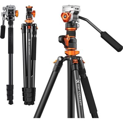 K&F Concept T254A7+FH-03 Magnesium Aluminum Alloy Tripod (Métal), Trépied, Noir, Orange - Publicité K&F Concept T254A7+FH-03 Magnesium Aluminum Alloy Tripod (Métal), Trépied, Noir, Orange - Publicité