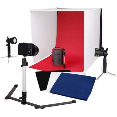 Caruba Studio photo portable 50x50x50cm avec lampes LED séparées (Boîtier d'enregistrement), Équipement pour studio : accessoires, Blanc - Publicité Caruba Studio photo portable 50x50x50cm avec lampes LED séparées (Boîtier d'enregistrement), Équipement pour studio : accessoires, Blanc - Publicité