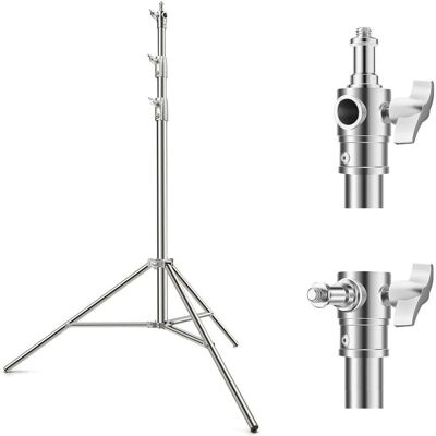 K&F Concept 2,8m photographie stand de lumière Spring Buffer Heavy Duty Stainless Steel Stand (280 cm, 10 kg), Trépied d'éclairage, Argent - Publicité K&F Concept 2,8m photographie stand de lumière Spring Buffer Heavy Duty Stainless Steel Stand (280 cm, 10 kg), Trépied d'éclairage, Argent - Publicité