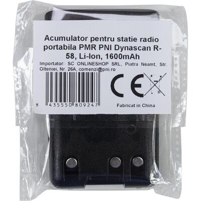 Dynascan Batterie pour radio portable PMR PNI R-58, Li-Ion, 1600 mAh (1 pcs, 1600 mAh), Batteries + piles - Publicité Dynascan Batterie pour radio portable PMR PNI R-58, Li-Ion, 1600 mAh (1 pcs, 1600 mAh), Batteries + piles - Publicité