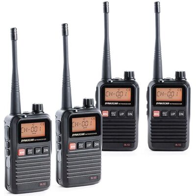 Dynascan Radio PMR portable PNI R-10, 0,5 W, 8 CH, DCS, CTCSS, radio FM, quadset de 4 pièces (1 km), Talkie walkie, Noir - Publicité Dynascan Radio PMR portable PNI R-10, 0,5 W, 8 CH, DCS, CTCSS, radio FM, quadset de 4 pièces (1 km), Talkie walkie, Noir - Publicité