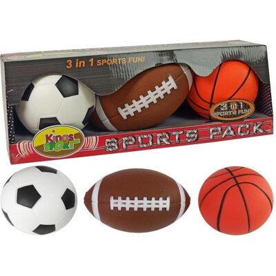 Lean Toys Un jeu de balles de sport souples 3 en 1 pour le football, le basket-ball et le baseball - Publicité Lean Toys Un jeu de balles de sport souples 3 en 1 pour le football, le basket-ball et le baseball - Publicité