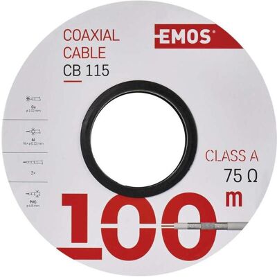 Emos Câble coaxial CB115, 100m, Câble d'antenne - Publicité Emos Câble coaxial CB115, 100m, Câble d'antenne - Publicité