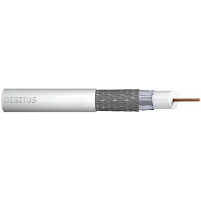 Digitus câble coaxial RG-6 75 Ohm, film blindé + tresse, 77 pour cent Eca PVC, 500 m blanc-rouleau (75 dB), Câble d'antenne - Publicité Digitus câble coaxial RG-6 75 Ohm, film blindé + tresse, 77 pour cent Eca PVC, 500 m blanc-rouleau (75 dB), Câble d'antenne - Publicité