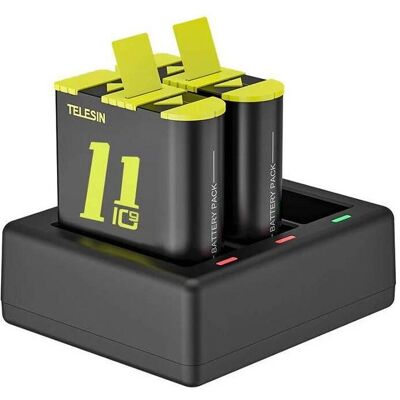 Telesin Chargeur 3 slots pour GoPro Hero 9 / Hero 10 + 2 batteries (GP-BTR-903-B), Caméra d'action : accessoires, Noir - Publicité Telesin Chargeur 3 slots pour GoPro Hero 9 / Hero 10 + 2 batteries (GP-BTR-903-B), Caméra d'action : accessoires, Noir - Publicité